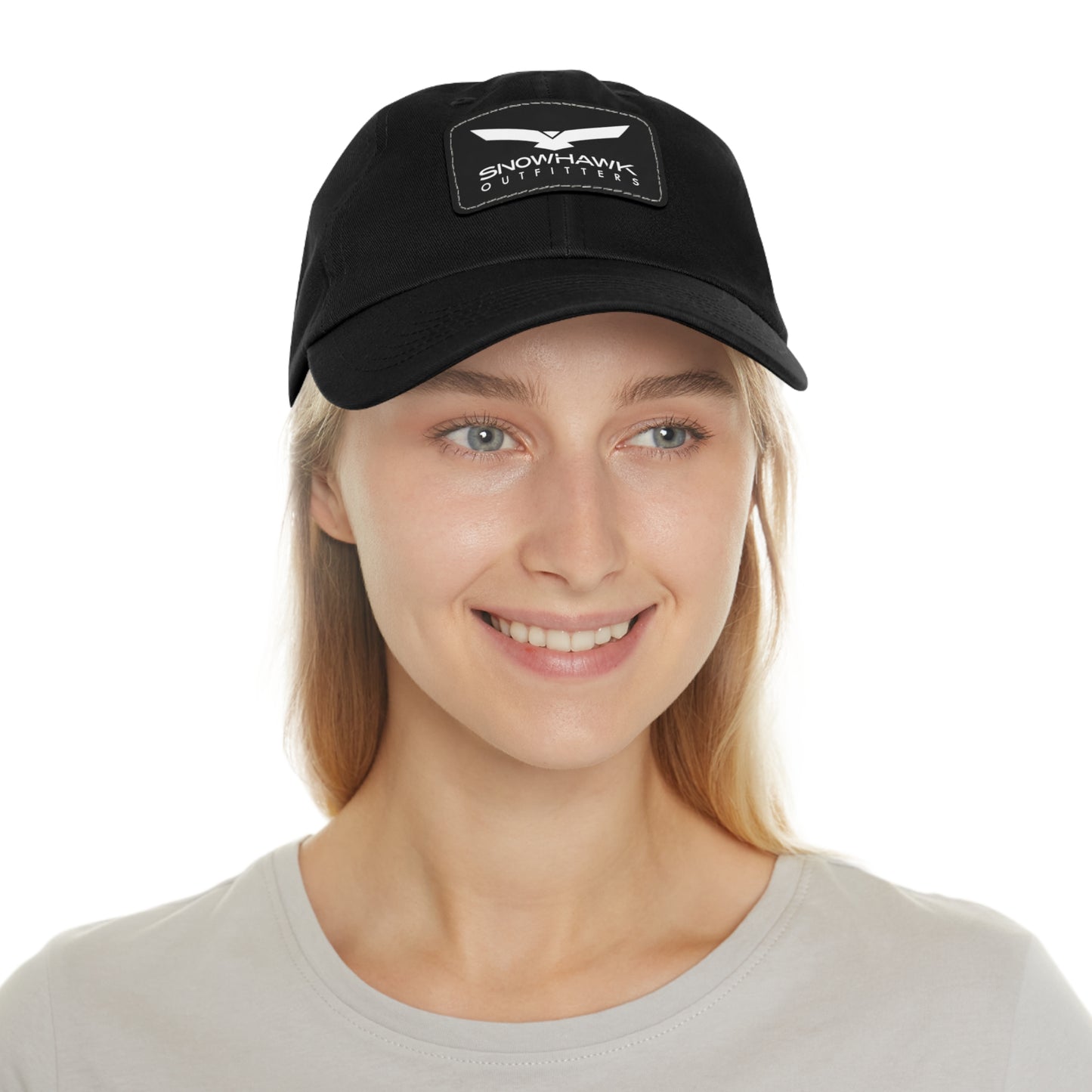 Snowhawk Logo Hat with Black Leather Patch