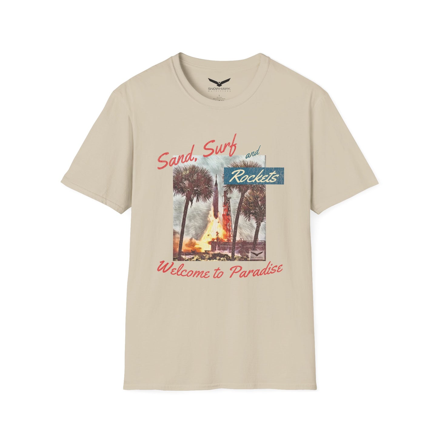 Sand, Surf, and Rockets 60's Style Unisex Softstyle T-Shirt