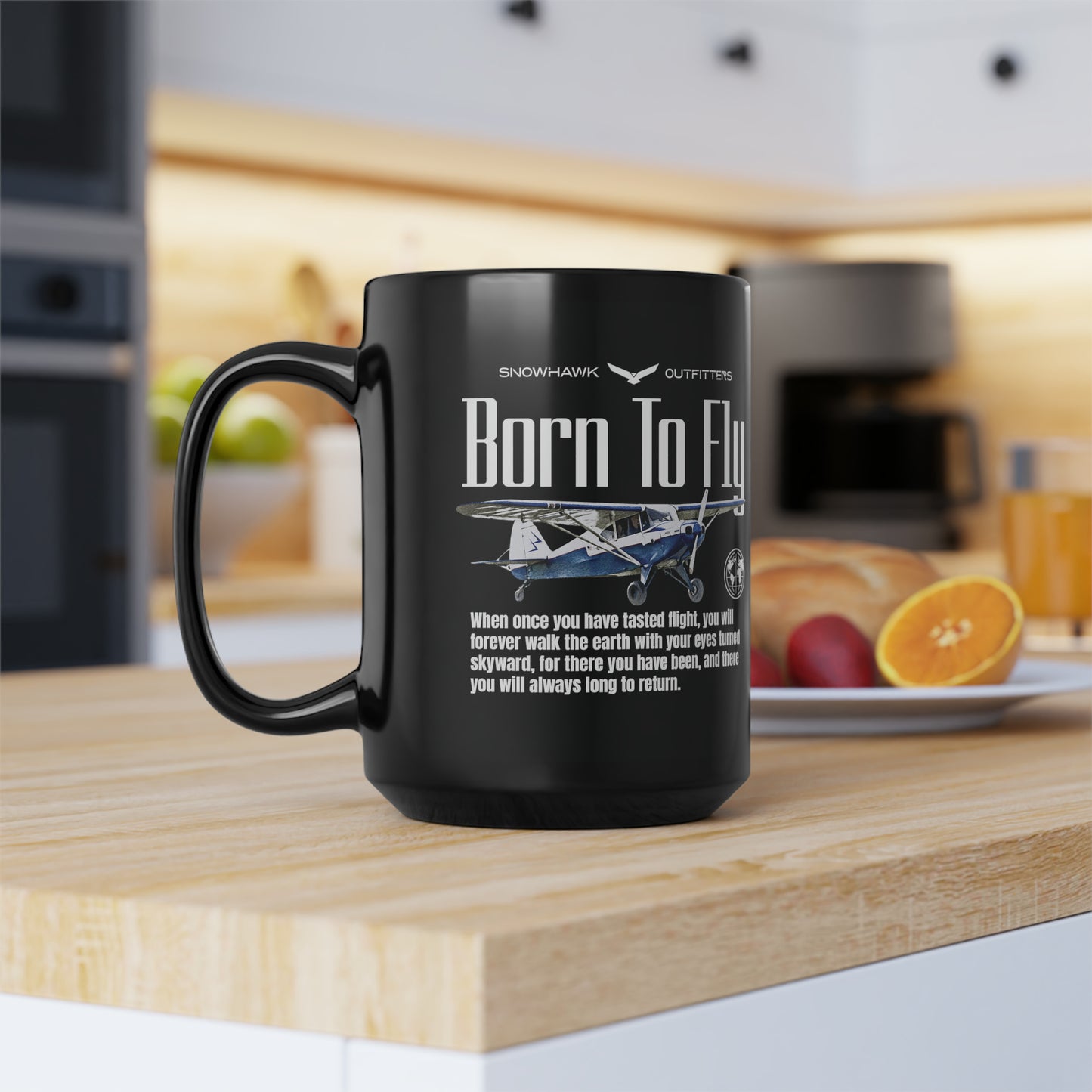 Born To Fly Eyes Turned Skyward Black Mug, 15oz