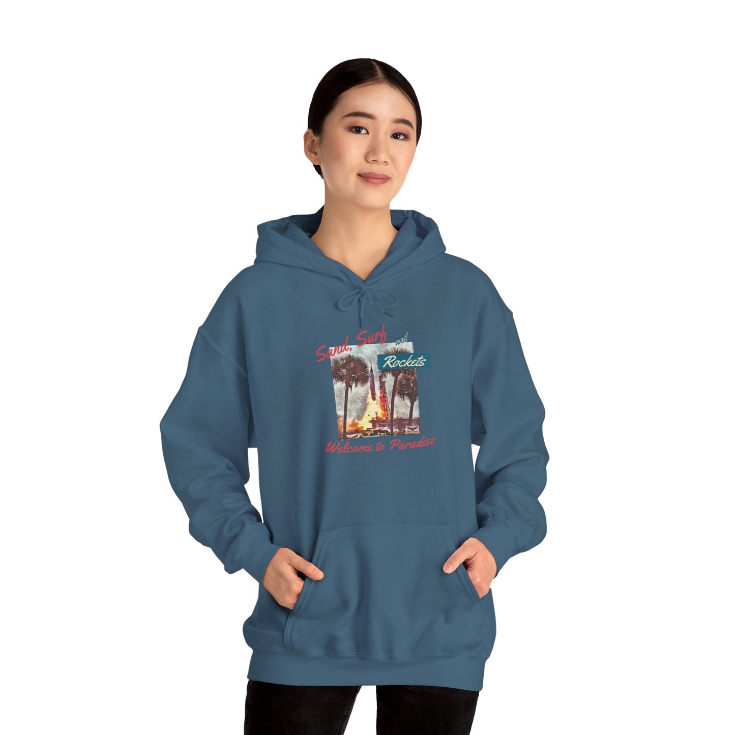 Sand, Surf, and Rockets 60's Style Unisex Heavy Blend™ Hooded Sweatshirt