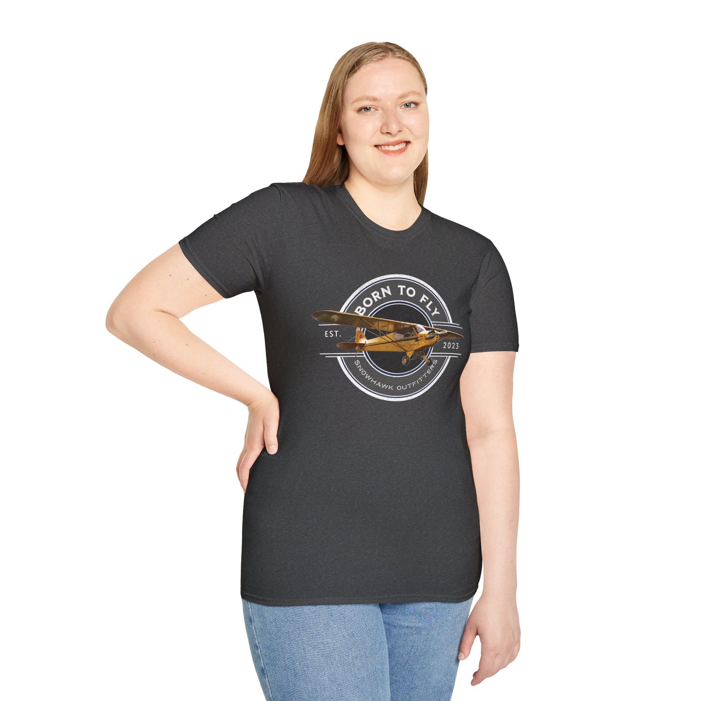 Born To Fly Piper Cub Unisex Softstyle T-Shirt