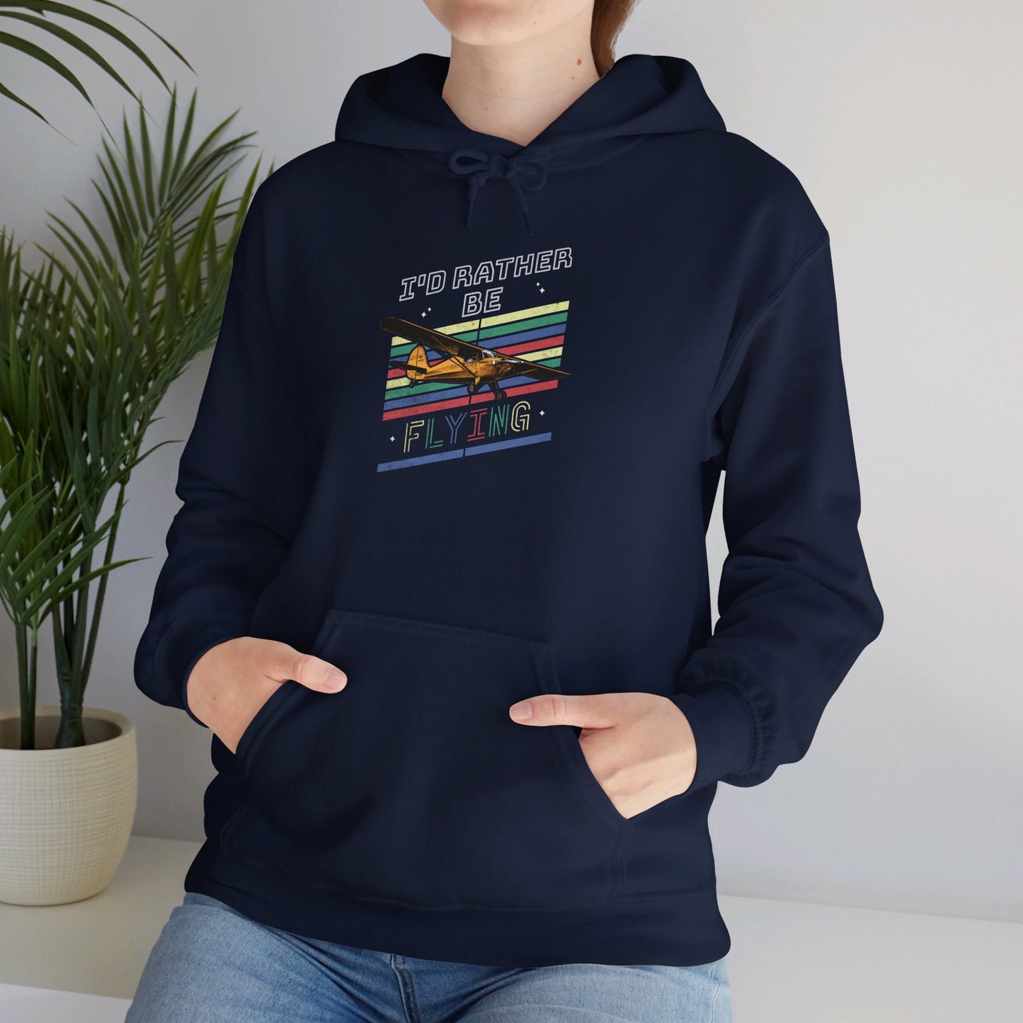 I'd Rather Be Flying 80's Retro Unisex Heavy Blend™ Hooded Sweatshirt