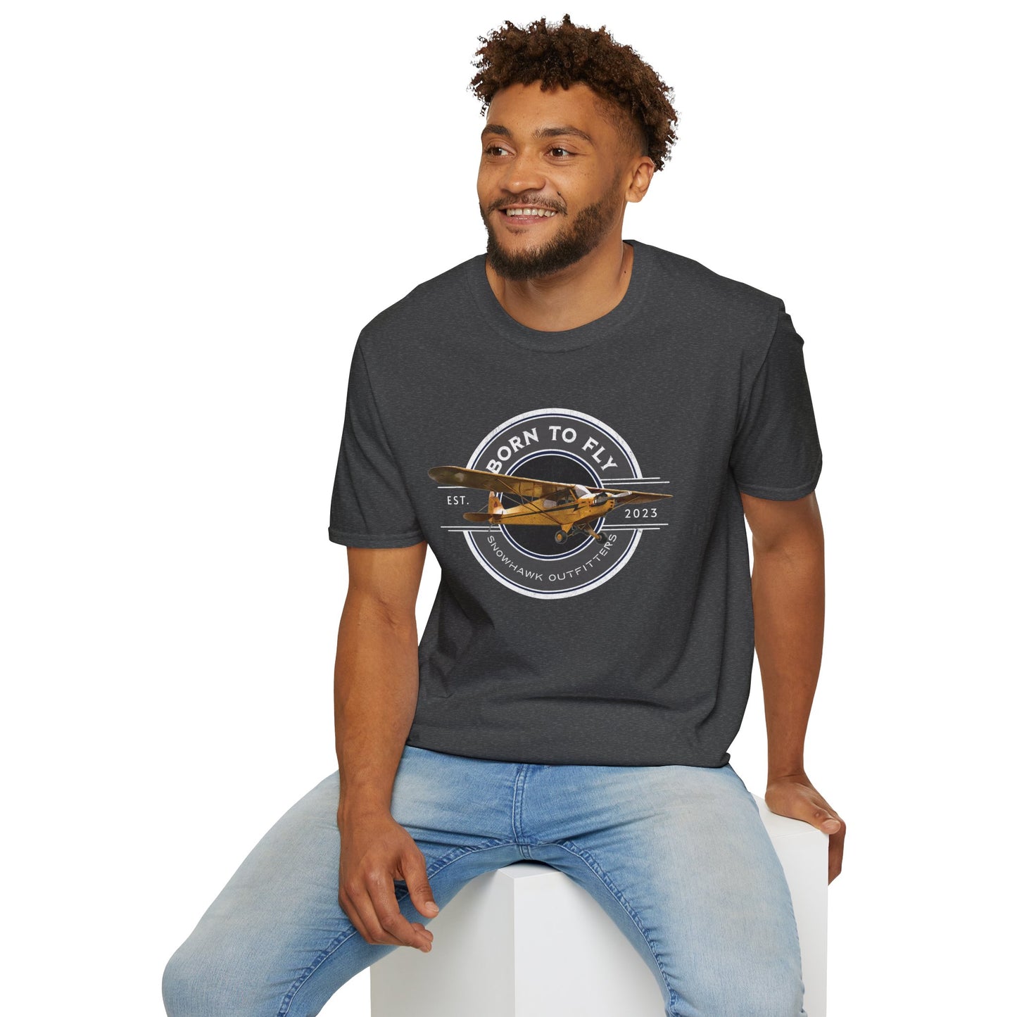 Born To Fly Piper Cub Unisex Softstyle T-Shirt