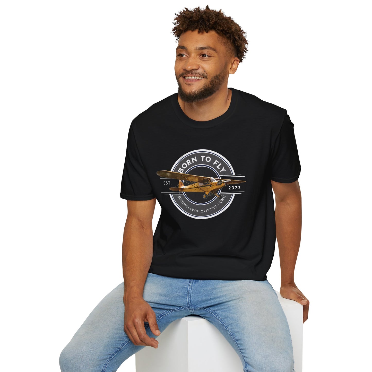 Born To Fly Piper Cub Unisex Softstyle T-Shirt