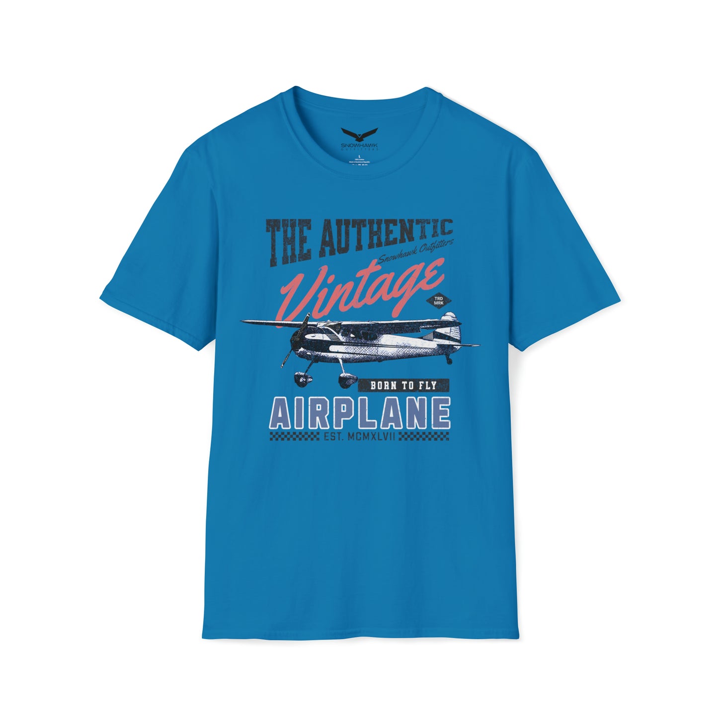 Born To Fly Authentic Vintage Airplane Unisex Softstyle T-Shirt