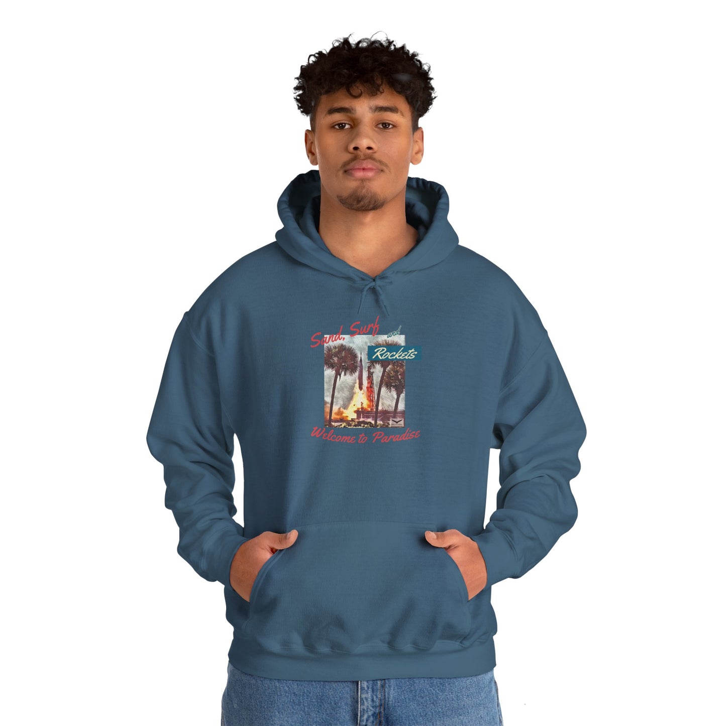 Sand, Surf, and Rockets 60's Style Unisex Heavy Blend™ Hooded Sweatshirt